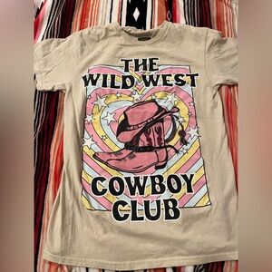 The Wild West Cowboy Club Graphic Tee - Pink Print on Cream